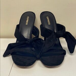 Express Women's Black Suede slip toe heels